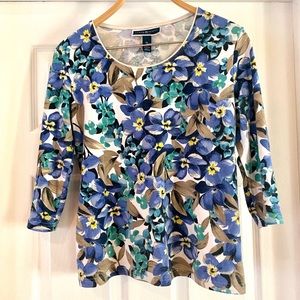 KATEN SCOTT FLORAL PRINT 3/4  SLEEVES TEE
